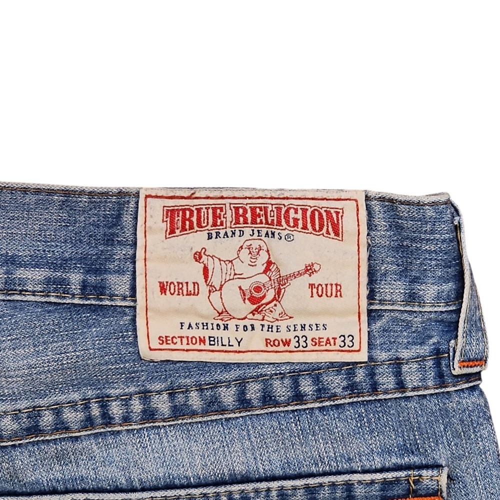 True Religion Mens Billy Bootcut Jeans Row 33 Seat 33 Raw Denim Blue Wash 33x31 - Picture 3 of 7